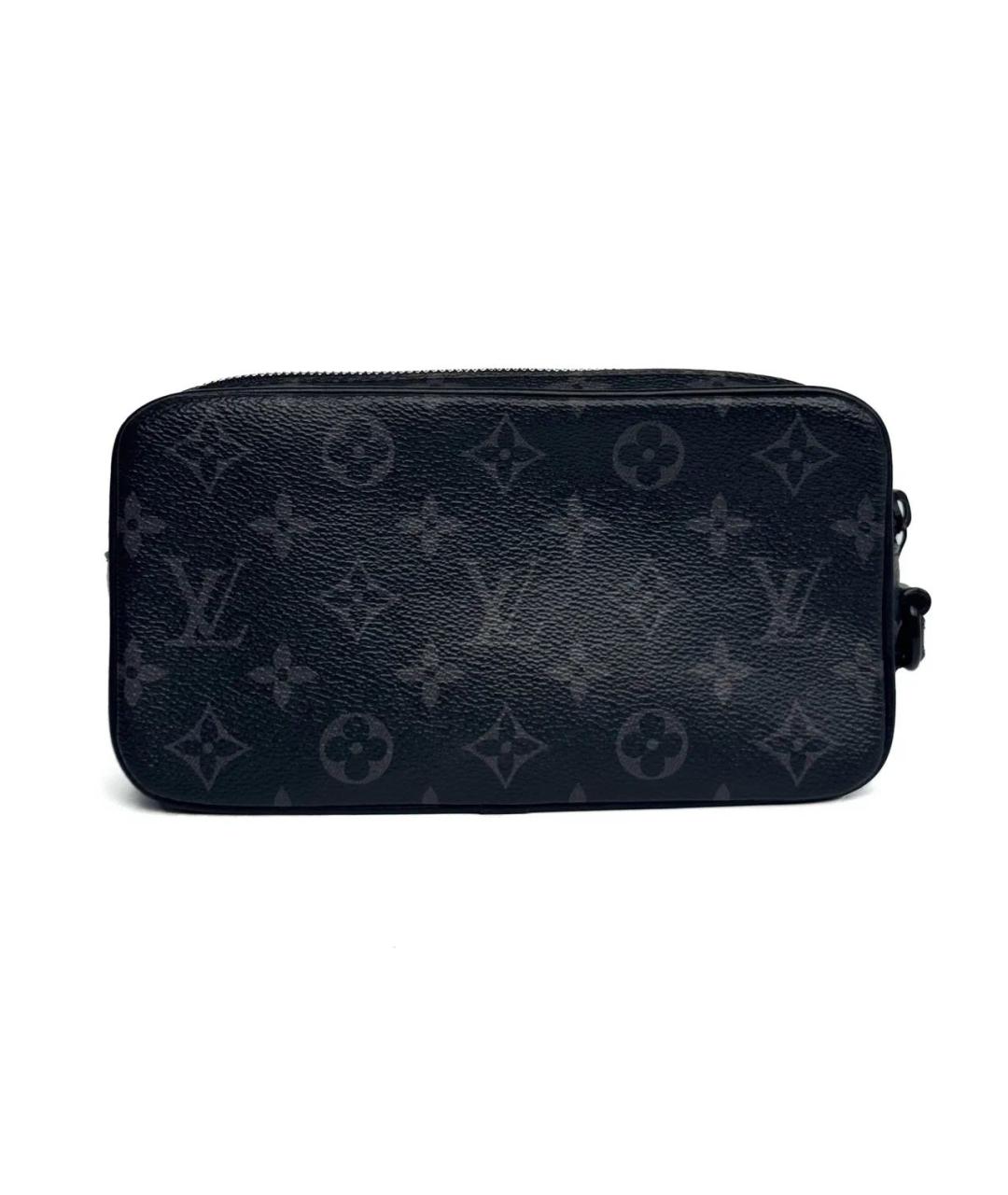 LOUIS VUITTON Черная кожаная барсетка, фото 2