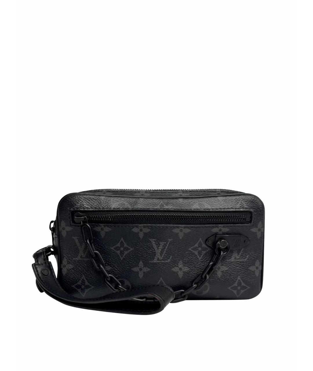 LOUIS VUITTON Черная кожаная барсетка, фото 1