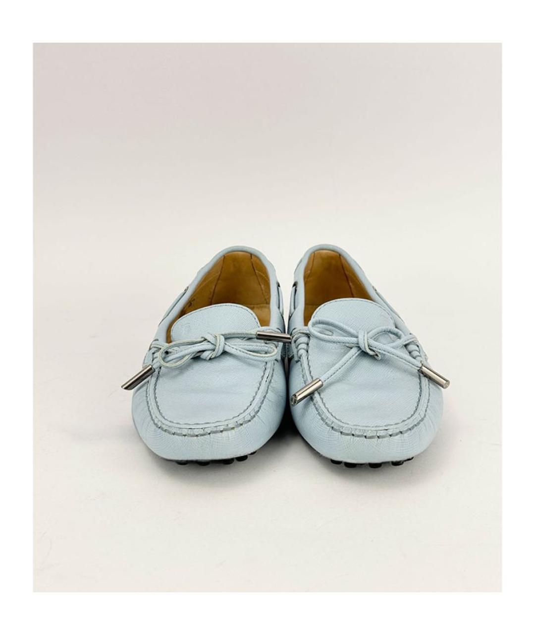 TOD'S Голубые кожаные мокасины, фото 2