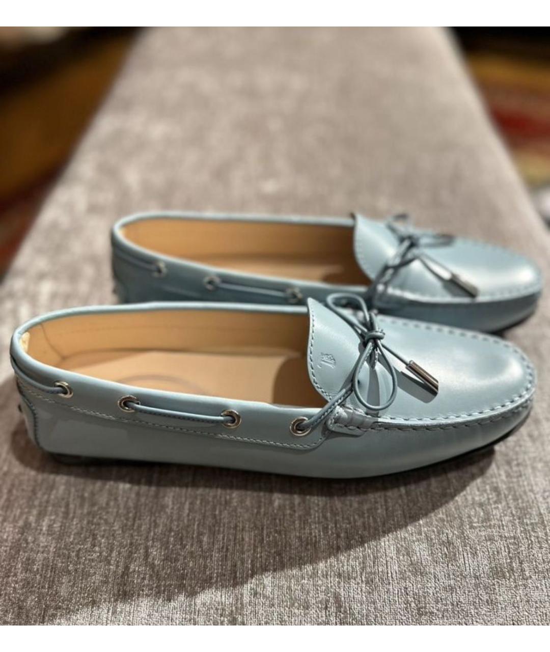 TOD'S Голубые кожаные мокасины, фото 7