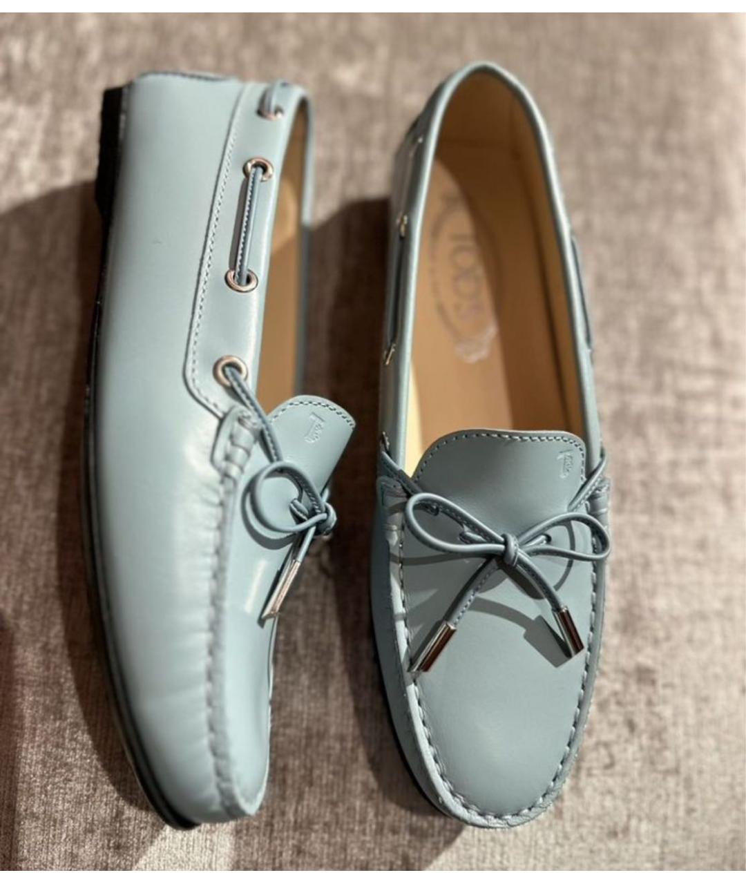 TOD'S Голубые кожаные мокасины, фото 3