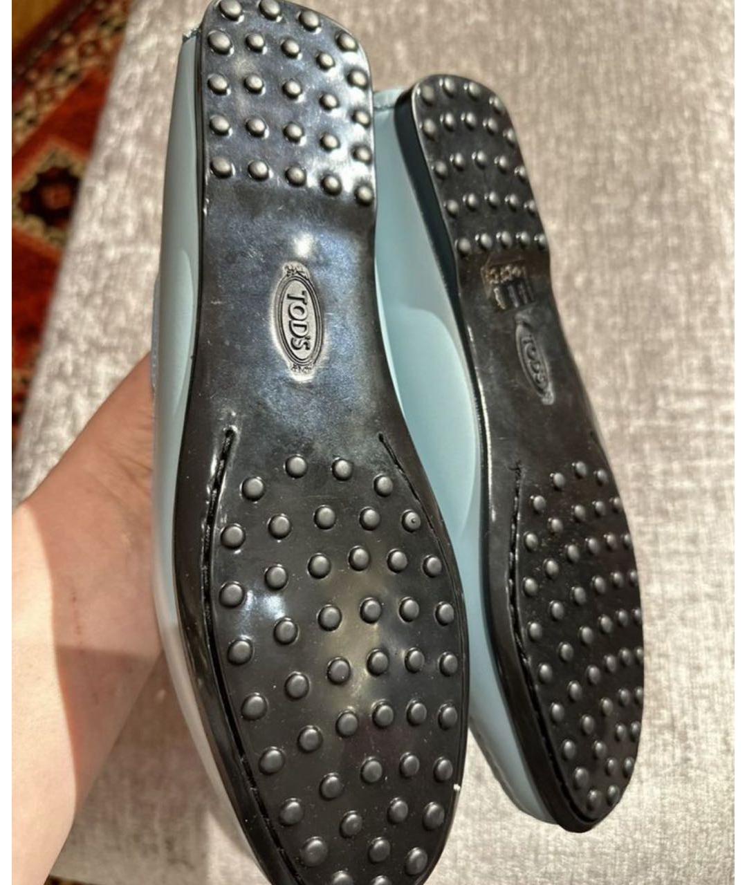 TOD'S Голубые кожаные мокасины, фото 5