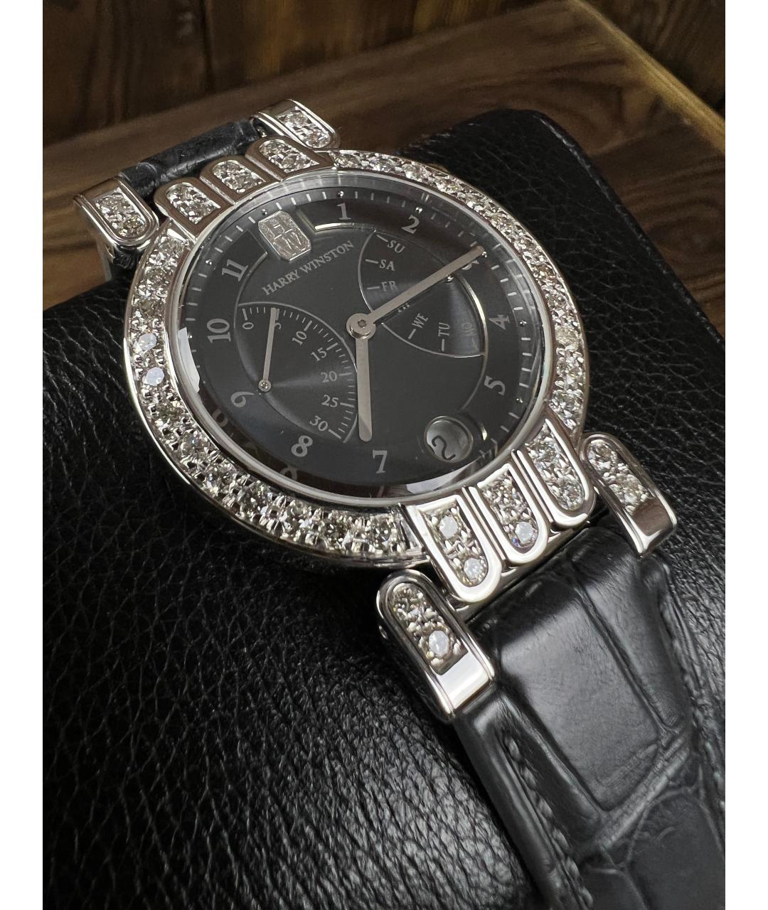 Harry Winston Черные часы из белого золота, фото 4