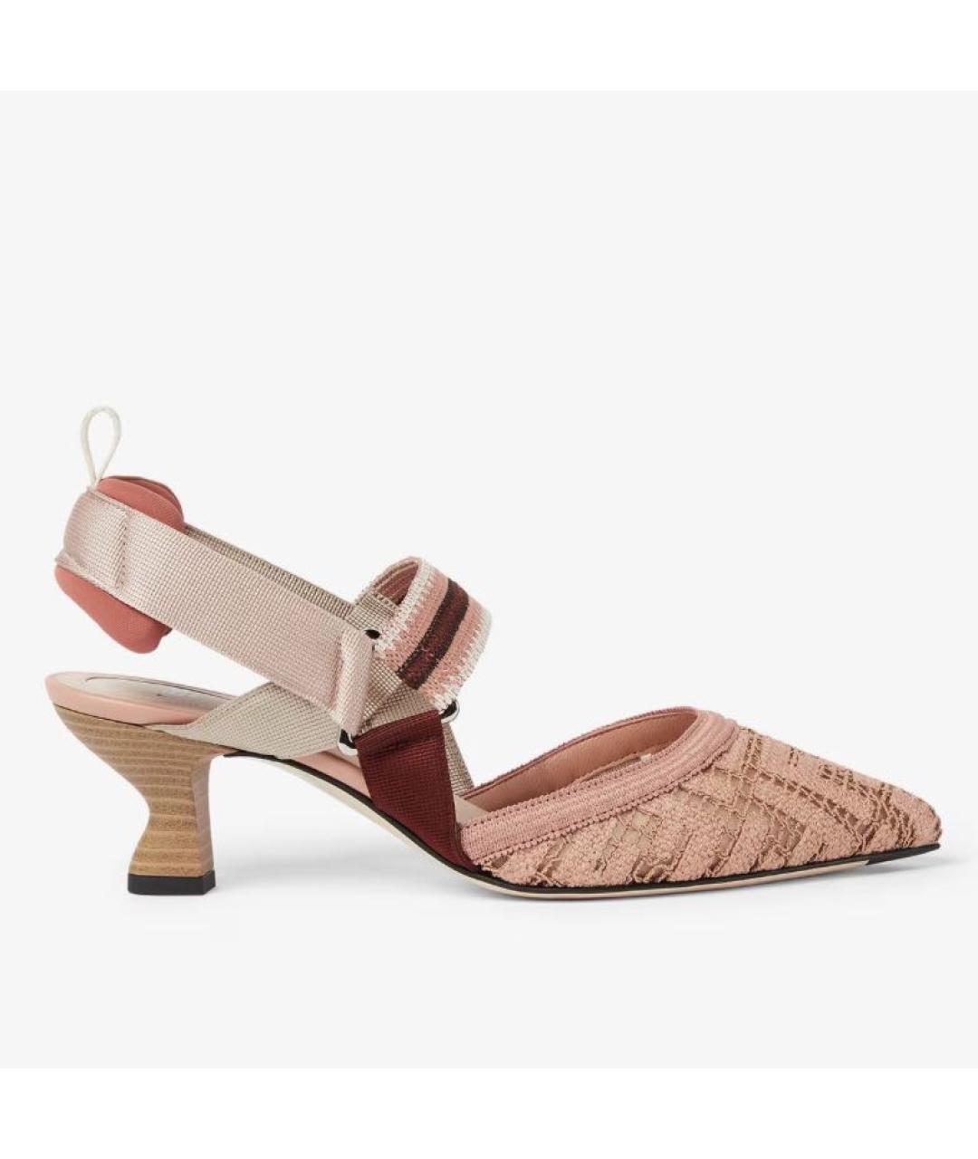 FENDI Розовые текстильные туфли, фото 5