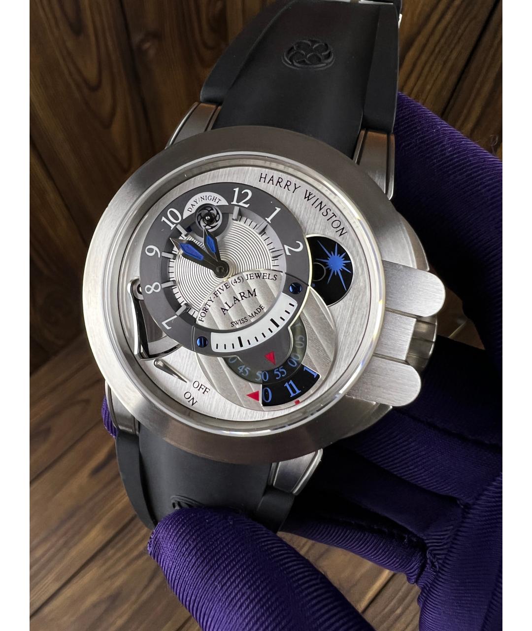 Harry Winston Черные часы из белого золота, фото 3