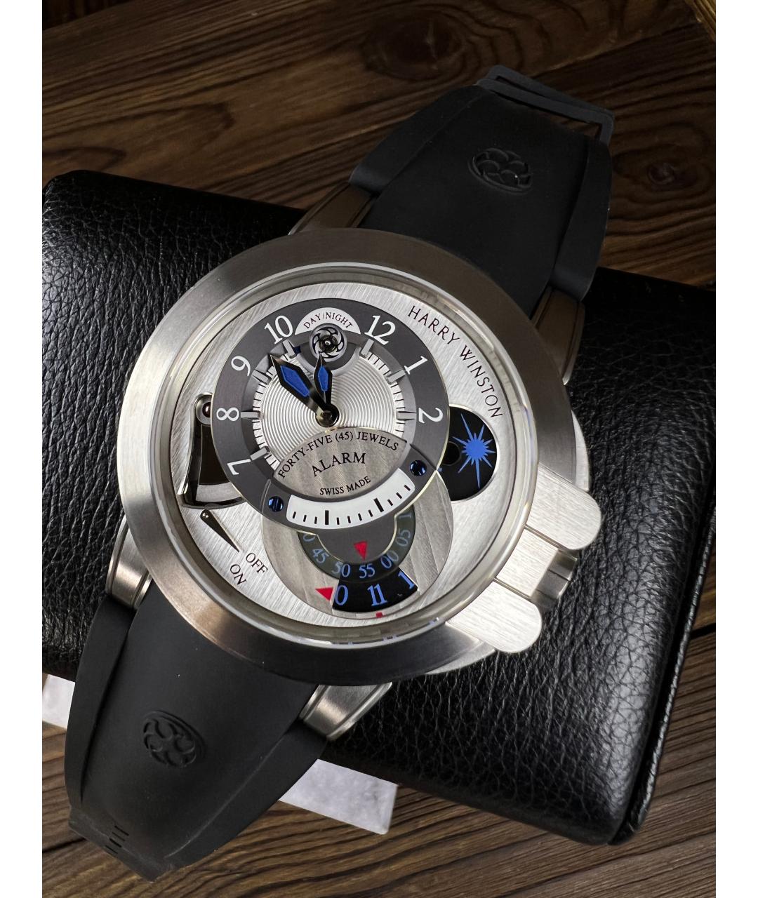 Harry Winston Черные часы из белого золота, фото 2