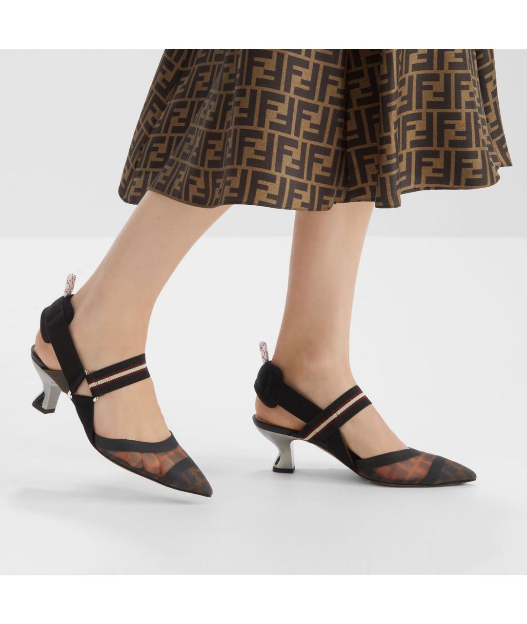 FENDI Черные текстильные туфли, фото 5