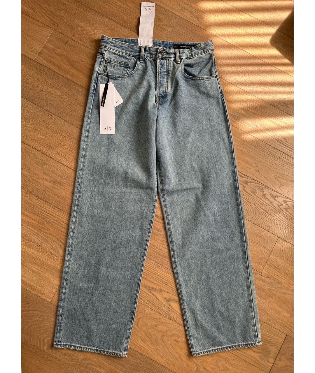 ARMANI EXCHANGE Голубые хлопковые прямые джинсы, фото 5