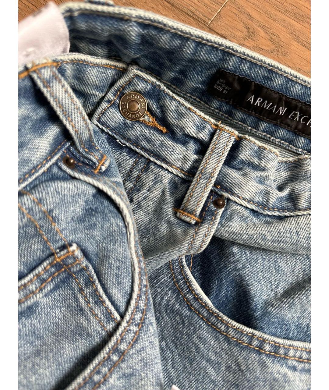 ARMANI EXCHANGE Голубые хлопковые прямые джинсы, фото 6