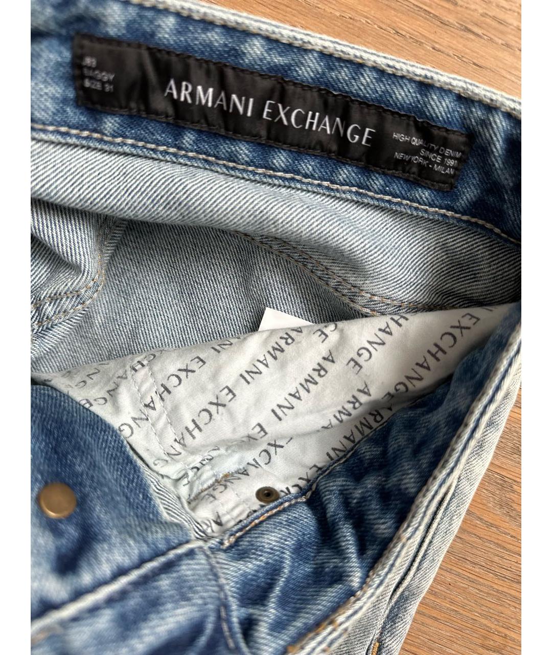 ARMANI EXCHANGE Голубые хлопковые прямые джинсы, фото 7