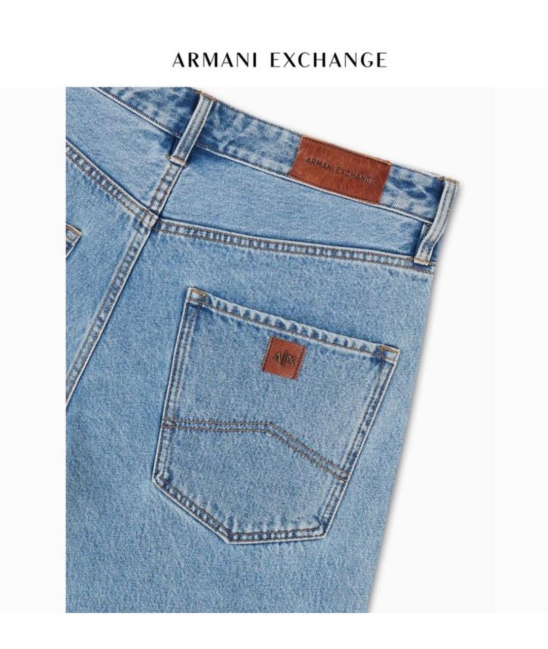 ARMANI EXCHANGE Голубые хлопковые прямые джинсы, фото 4