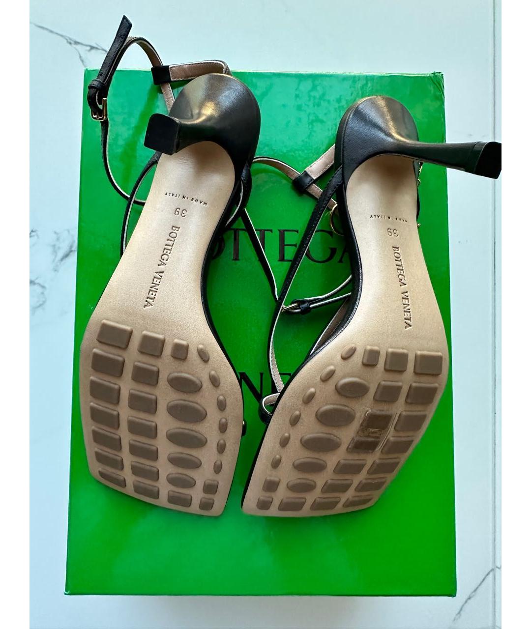 BOTTEGA VENETA Коричневые кожаные босоножки, фото 4