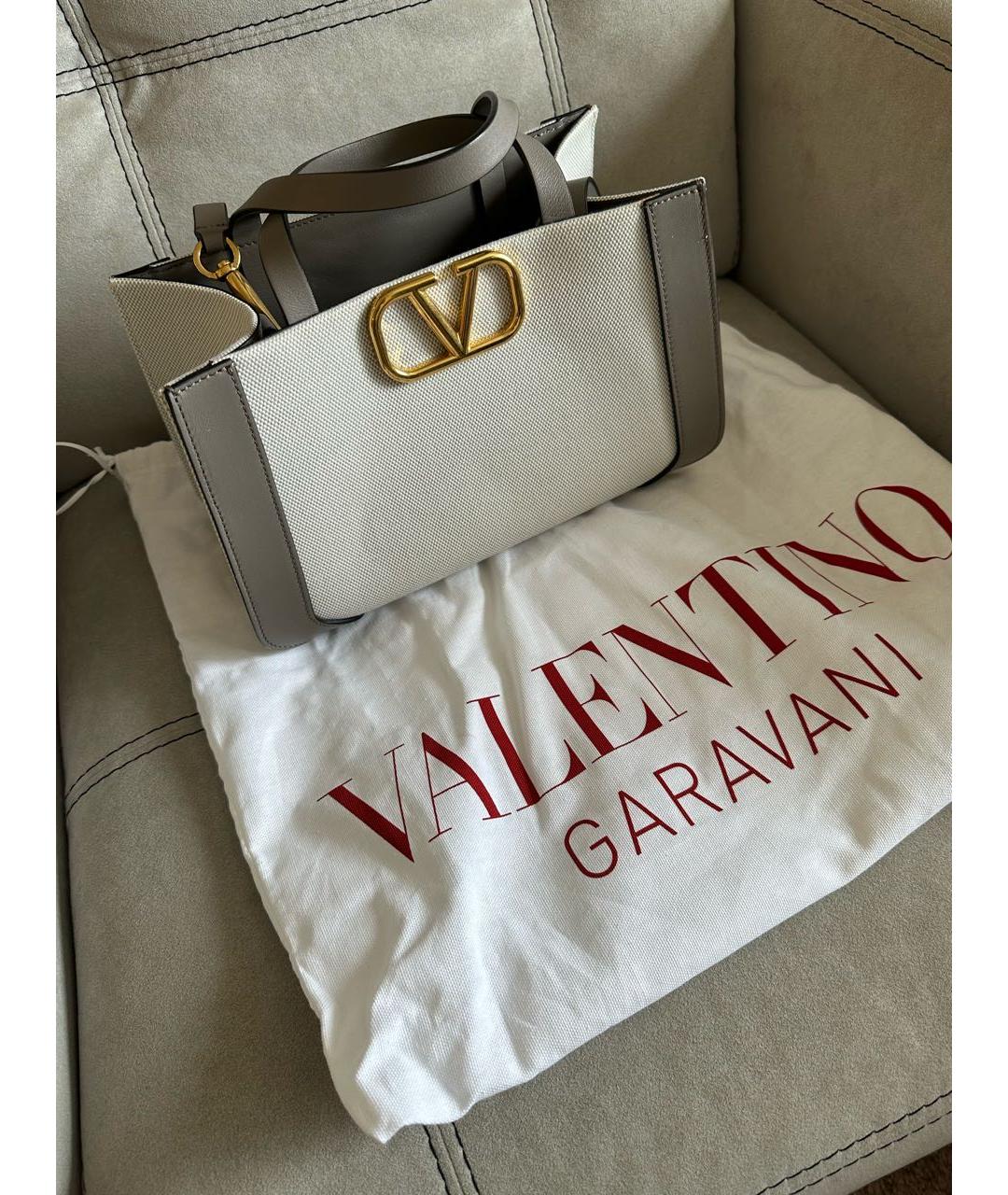 VALENTINO Бежевая тканевая сумка тоут, фото 5