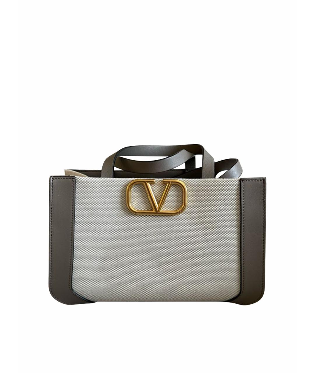 VALENTINO Бежевая тканевая сумка тоут, фото 1