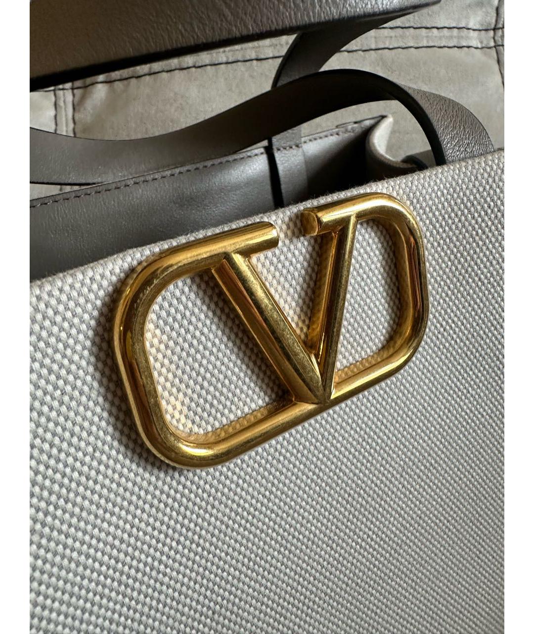 VALENTINO Бежевая тканевая сумка тоут, фото 6