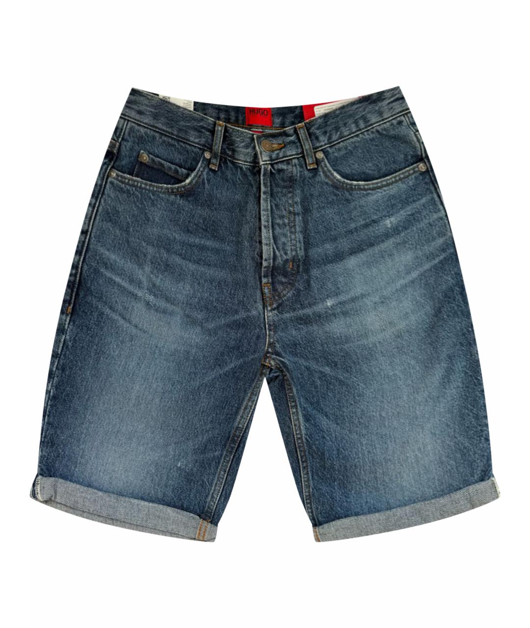 HUGO BOSS Синие хлопко-эластановые шорты, фото 1
