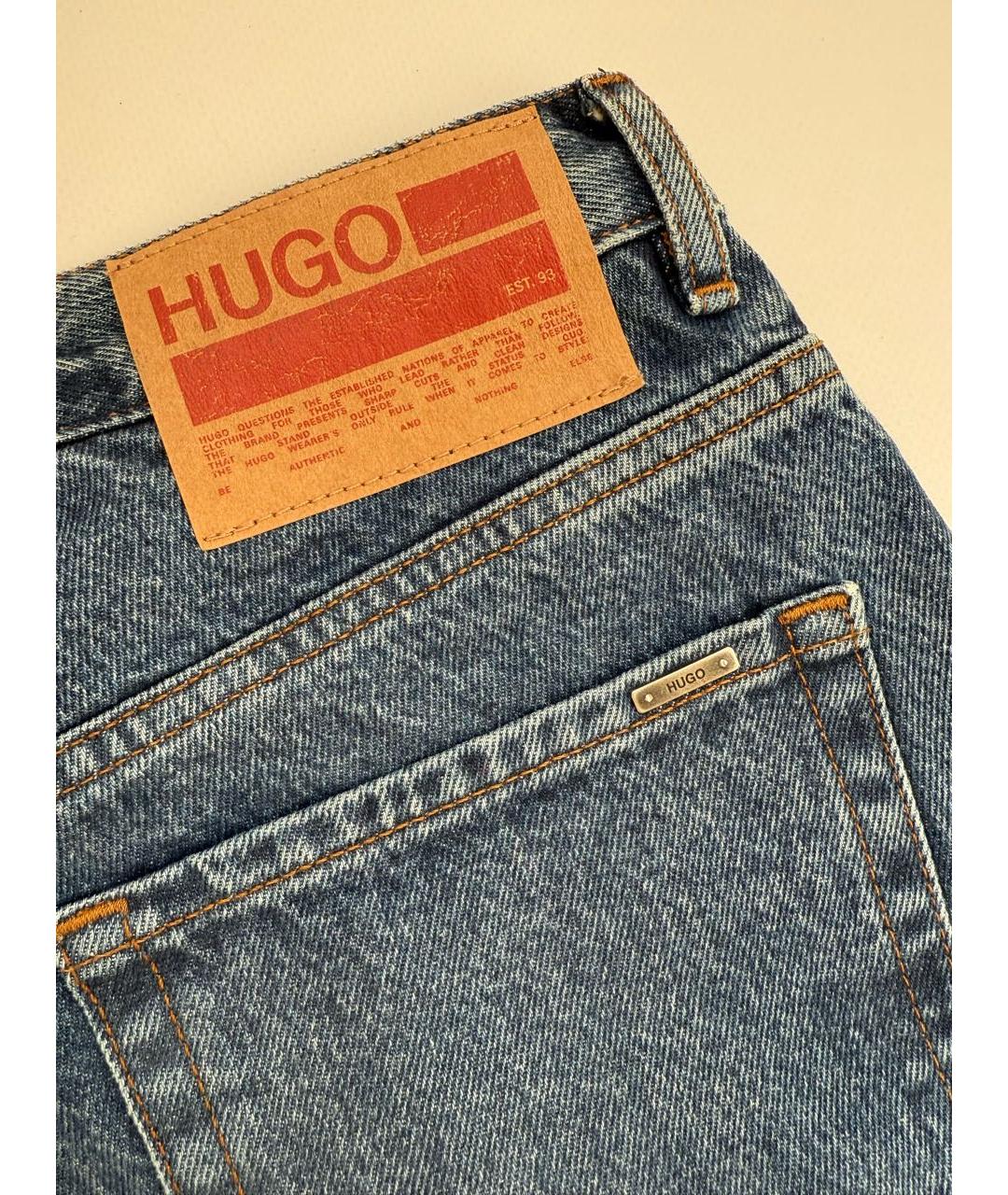 HUGO BOSS Синие хлопко-эластановые шорты, фото 4