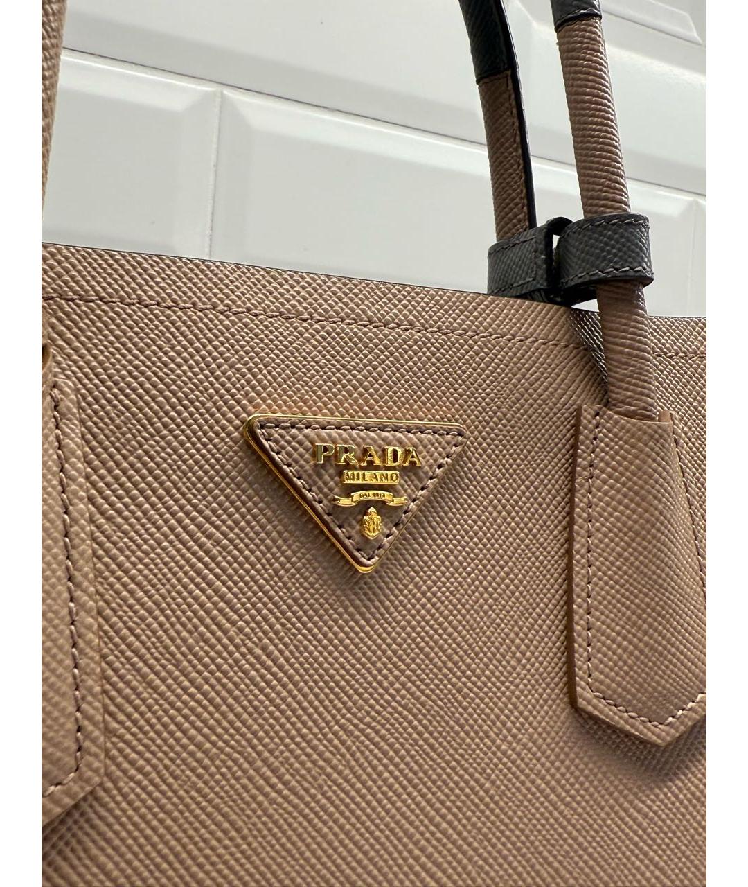 PRADA Бежевая кожаная сумка тоут, фото 8