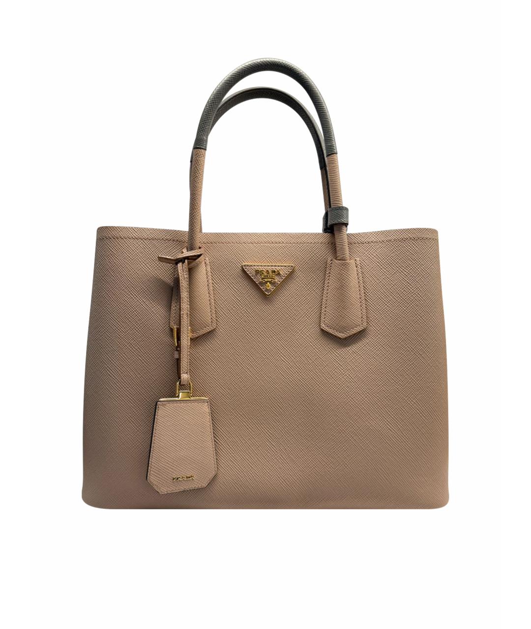 PRADA Бежевая кожаная сумка тоут, фото 1