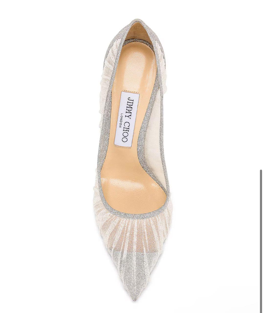 JIMMY CHOO Серебряные свадебные туфли на среднем каблуке, фото 2