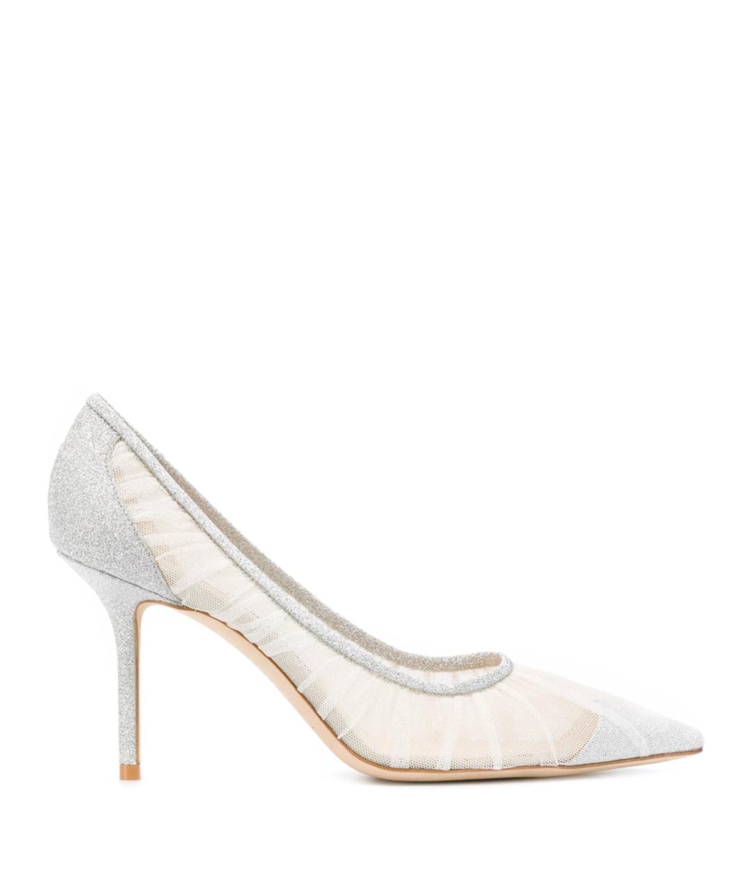 JIMMY CHOO Серебряные свадебные туфли на среднем каблуке, фото 6