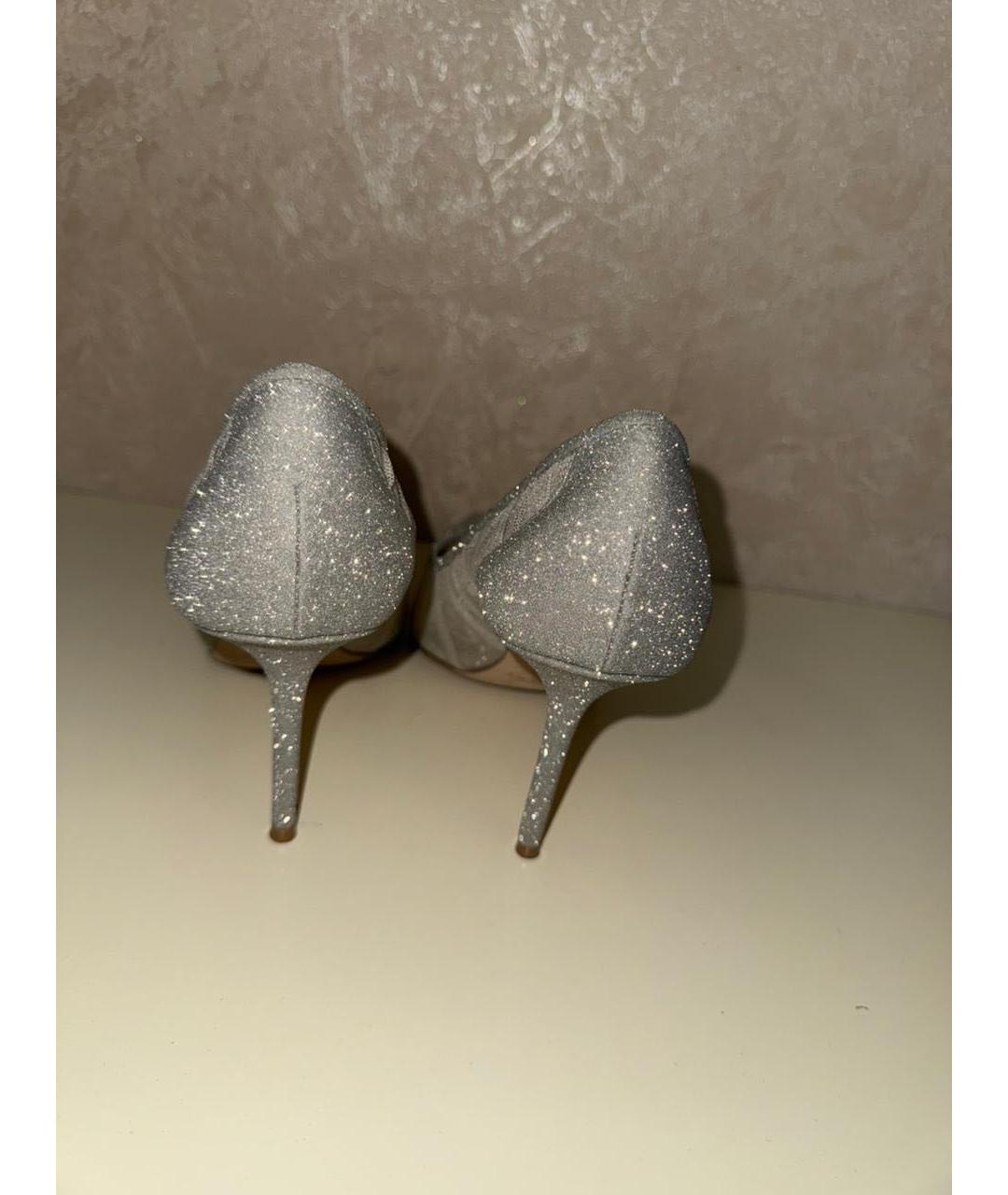 JIMMY CHOO Серебряные свадебные туфли на среднем каблуке, фото 5