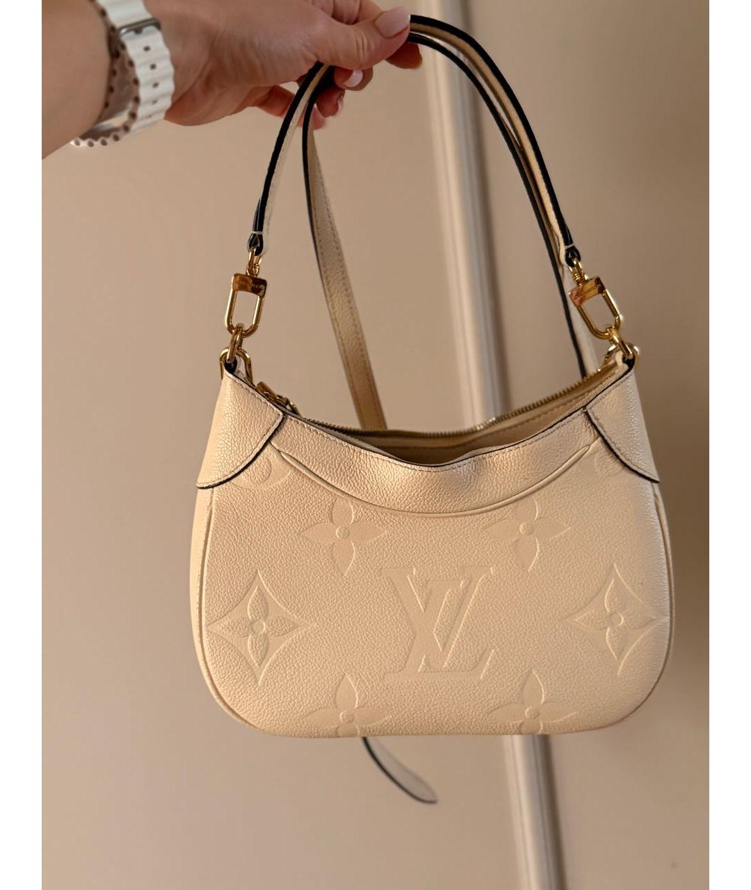 LOUIS VUITTON Бежевая кожаная сумка с короткими ручками, фото 5