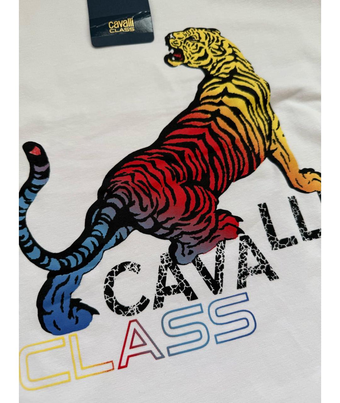 CAVALLI CLASS Белая хлопко-эластановая футболка, фото 2
