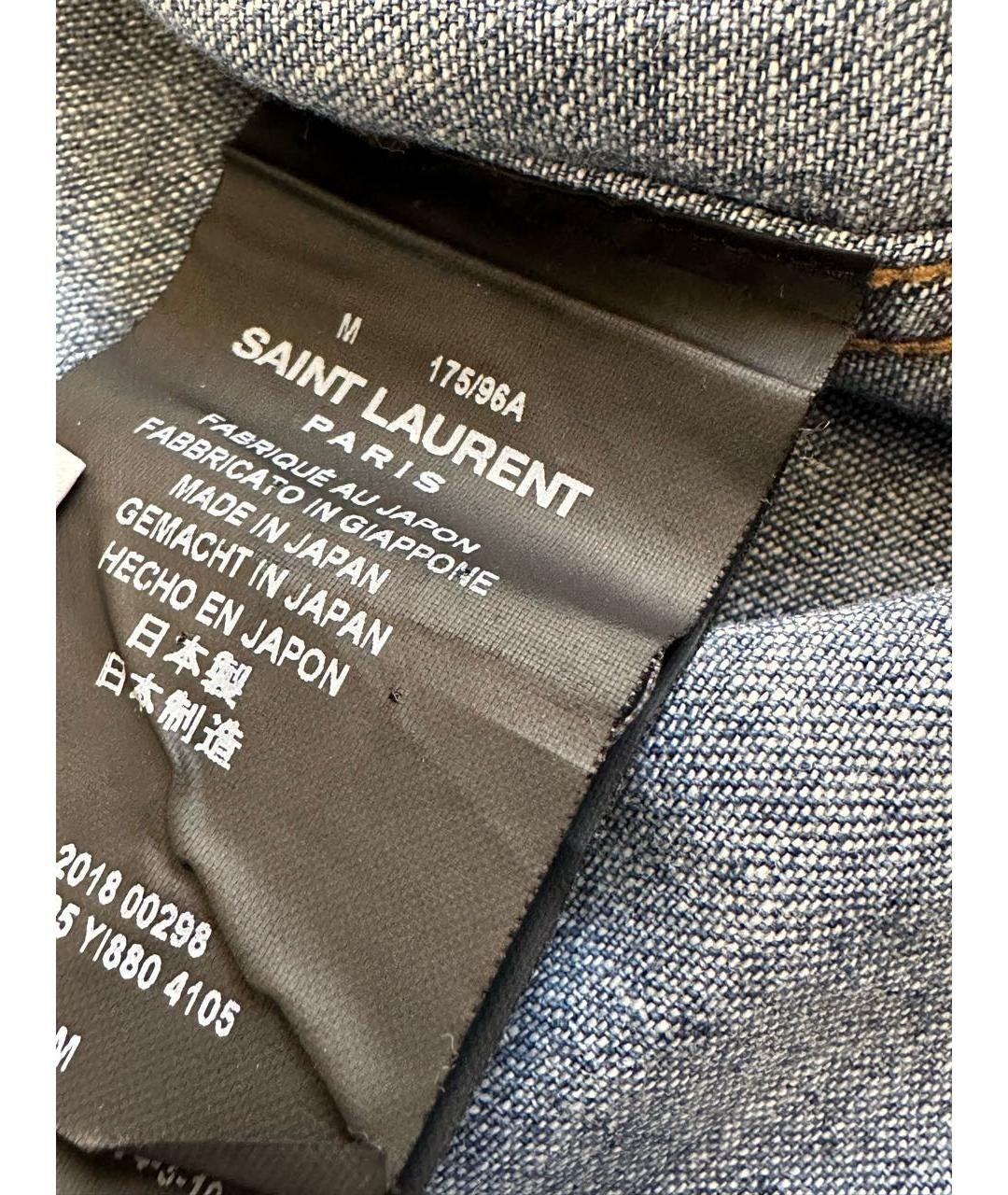 SAINT LAURENT Синяя хлопковая кэжуал рубашка, фото 4