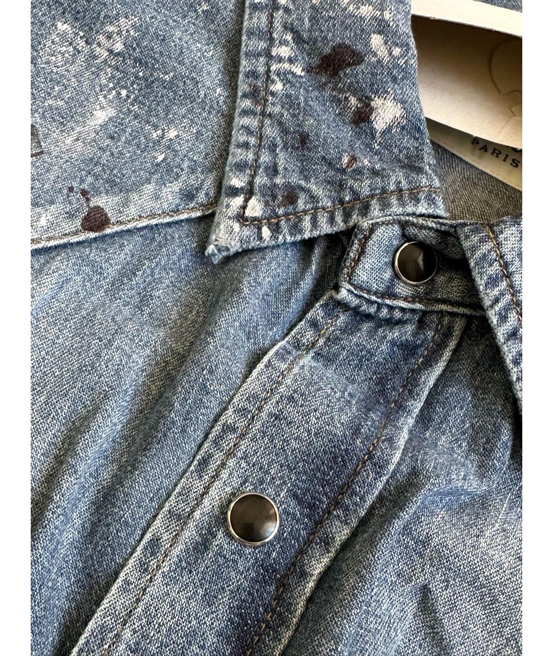 SAINT LAURENT Синяя хлопковая кэжуал рубашка, фото 2