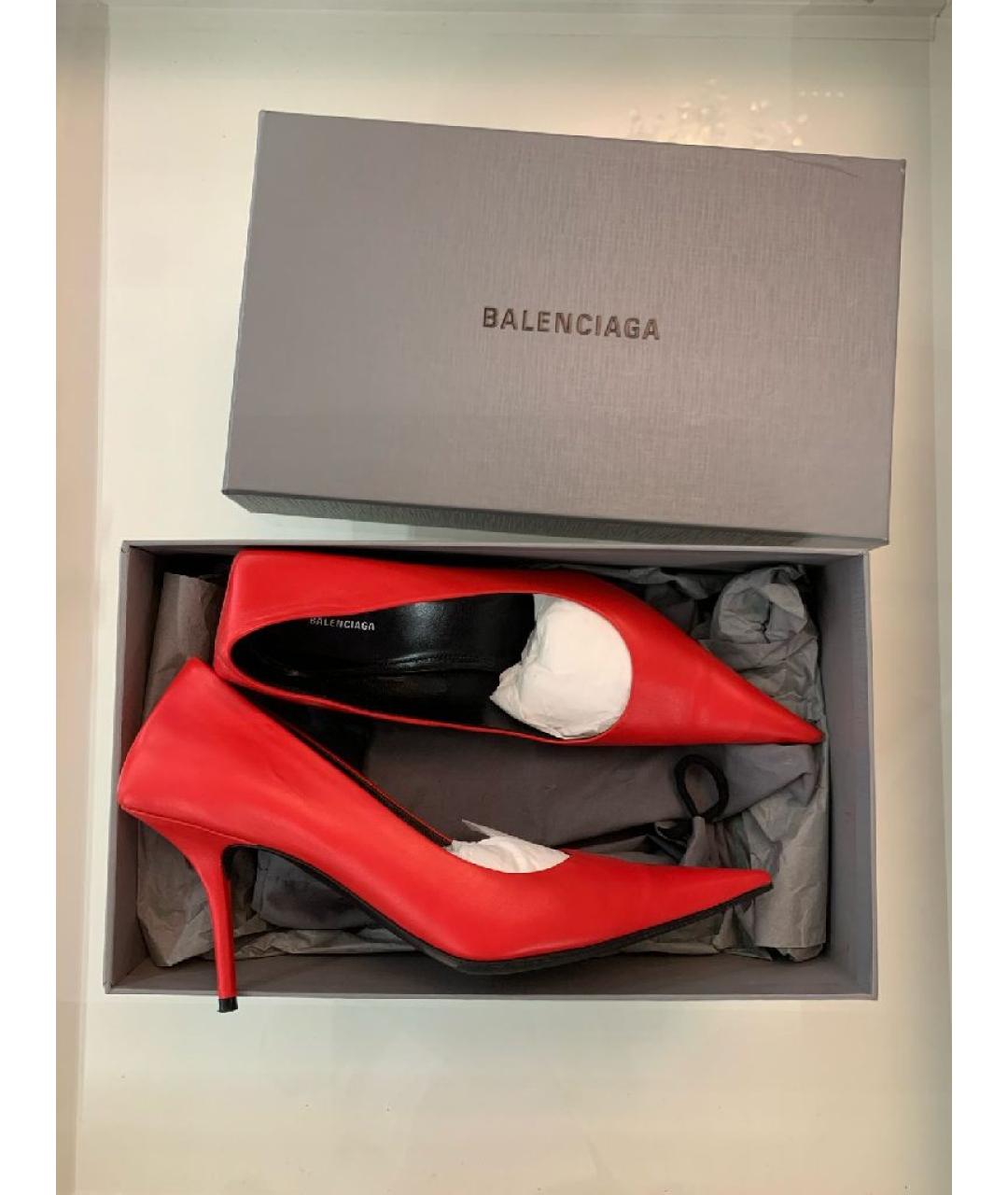 BALENCIAGA Красные кожаные туфли, фото 8
