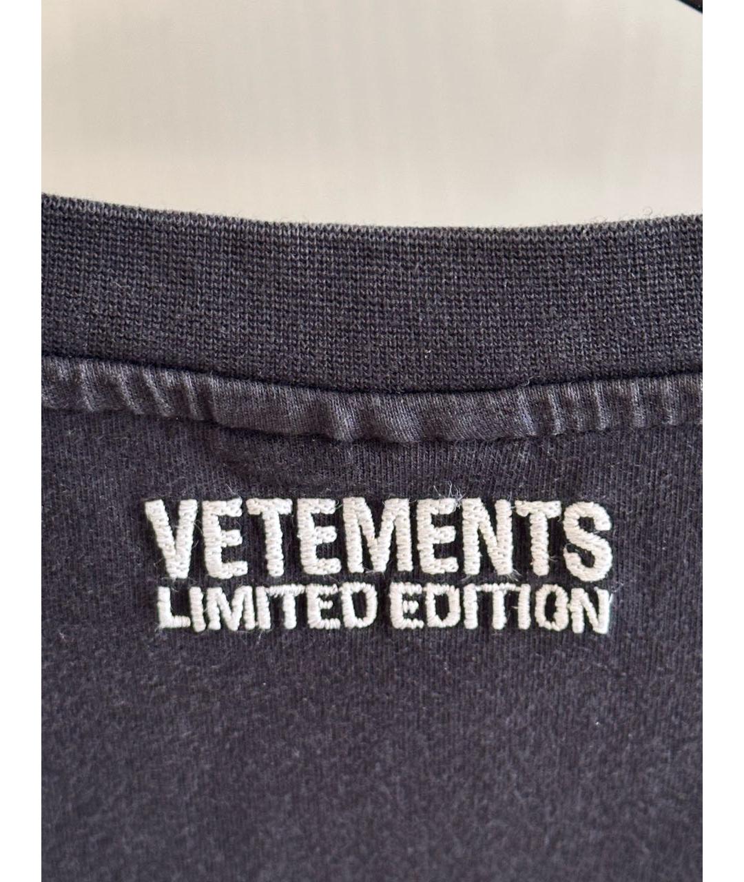 VETEMENTS Черная хлопковая футболка, фото 3
