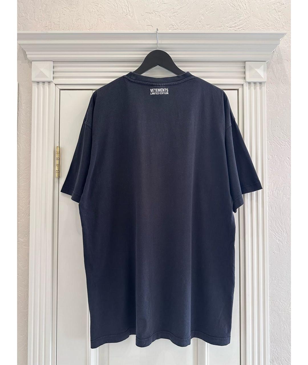 VETEMENTS Черная хлопковая футболка, фото 2
