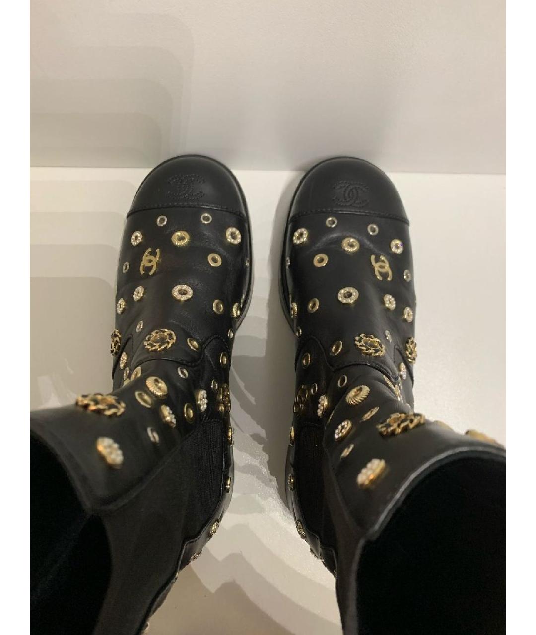 CHANEL Черные кожаные ботинки, фото 3