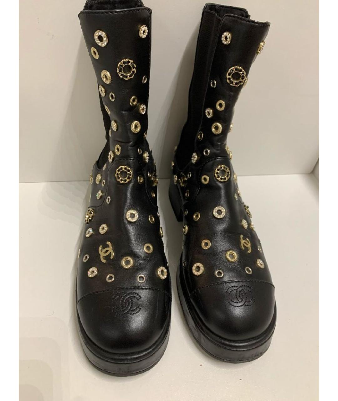 CHANEL Черные кожаные ботинки, фото 2