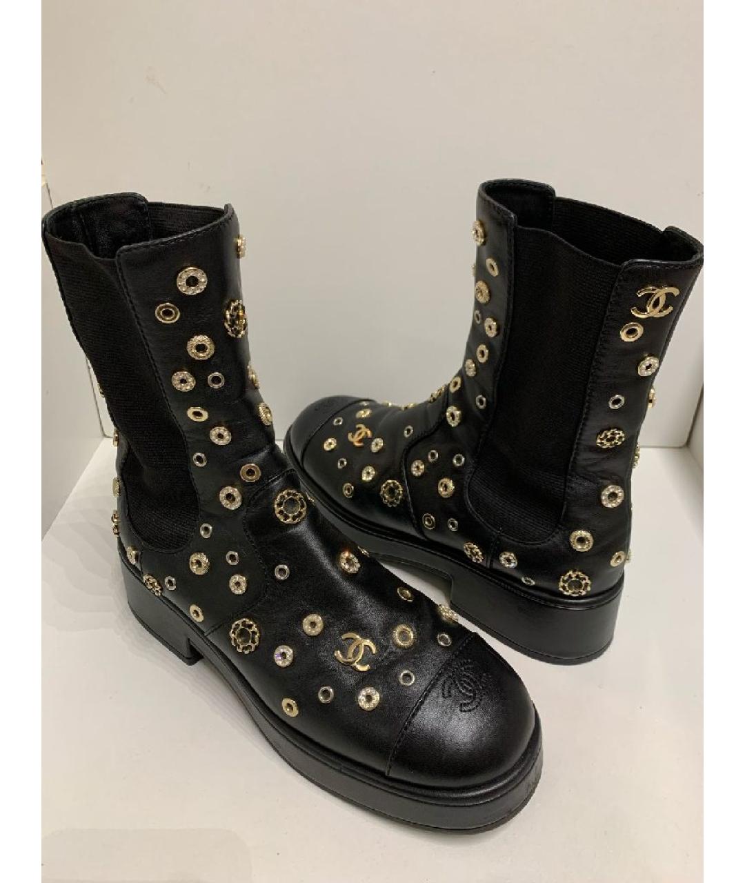 CHANEL Черные кожаные ботинки, фото 5