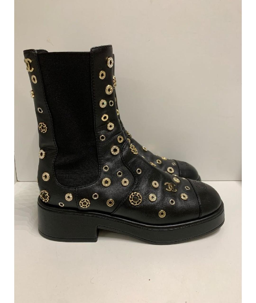 CHANEL Черные кожаные ботинки, фото 8