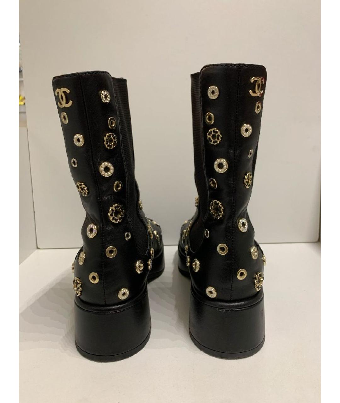 CHANEL Черные кожаные ботинки, фото 4