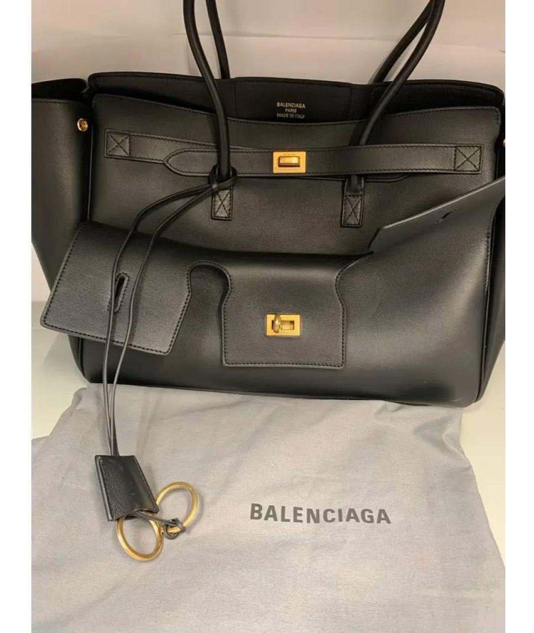 BALENCIAGA Черная кожаная сумка тоут, фото 2