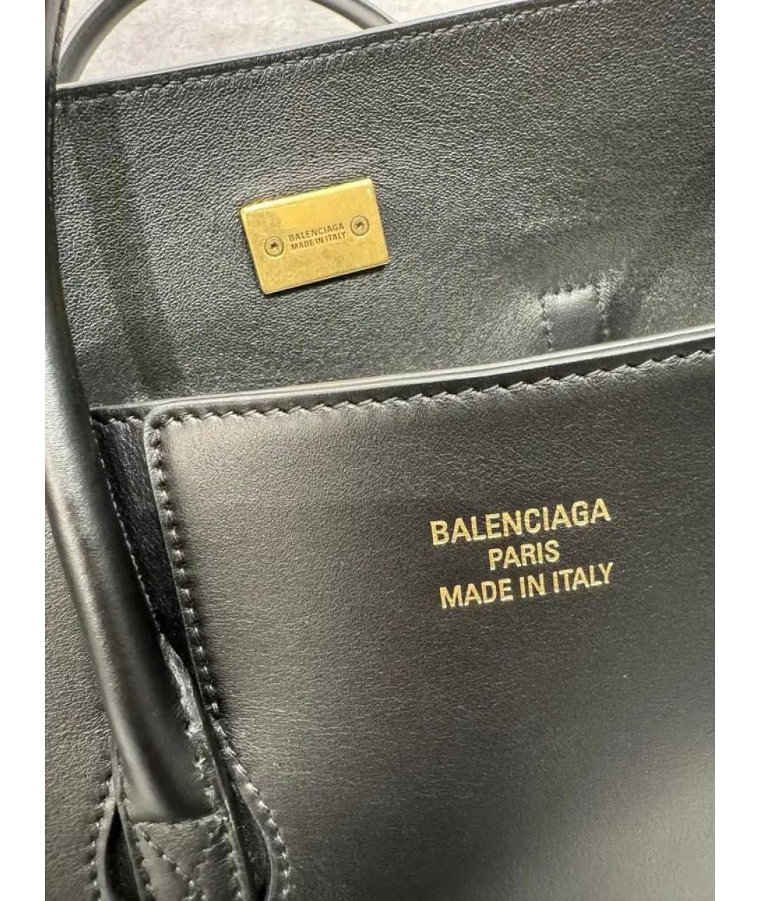 BALENCIAGA Черная кожаная сумка тоут, фото 4