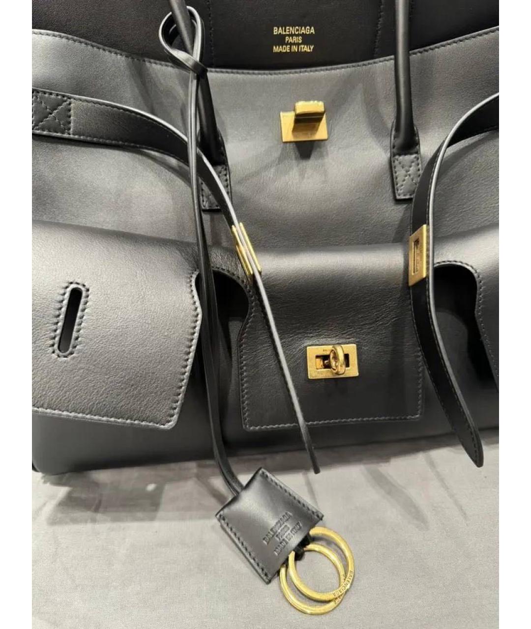 BALENCIAGA Черная кожаная сумка тоут, фото 3