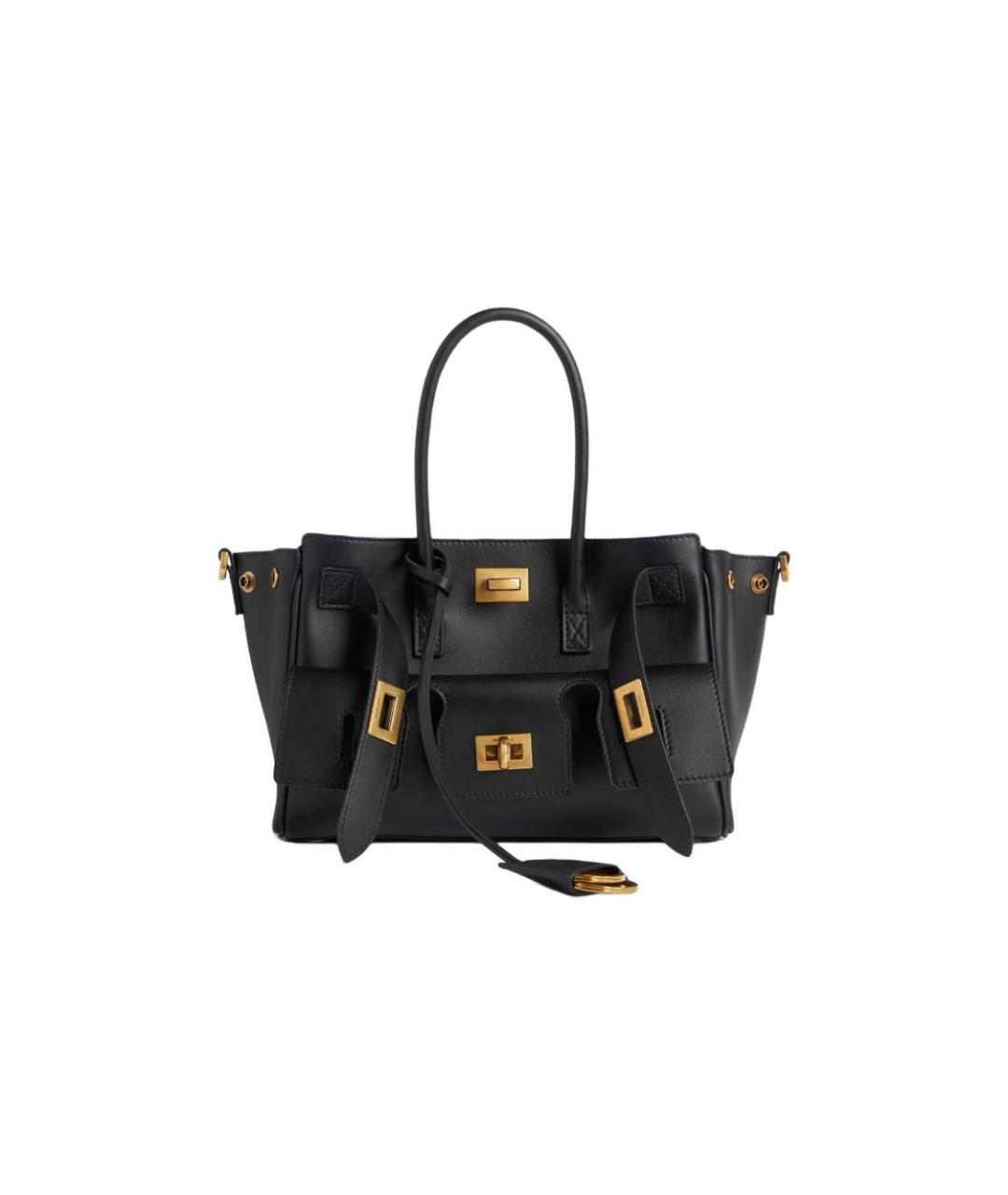 BALENCIAGA Черная кожаная сумка тоут, фото 1