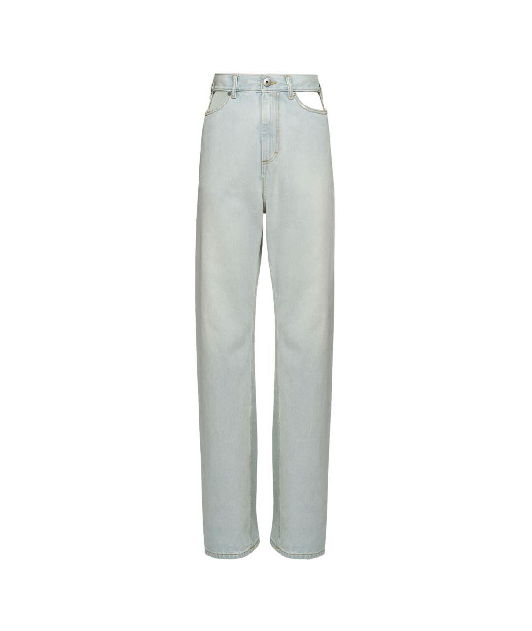 MAISON MARGIELA Голубые хлопковые прямые джинсы, фото 4