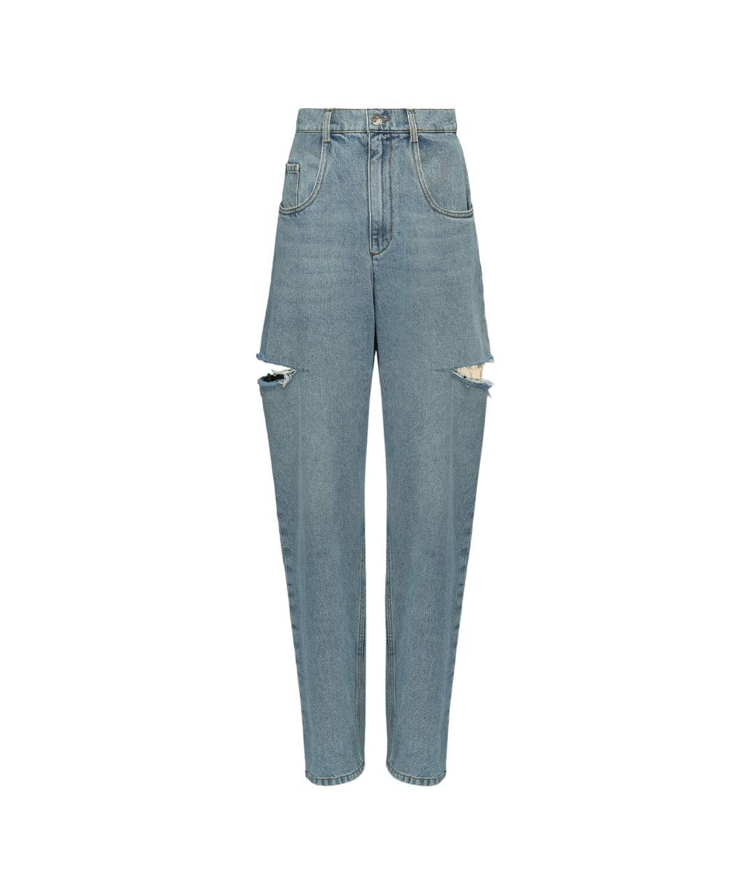 MAISON MARGIELA Голубые хлопковые прямые джинсы, фото 6