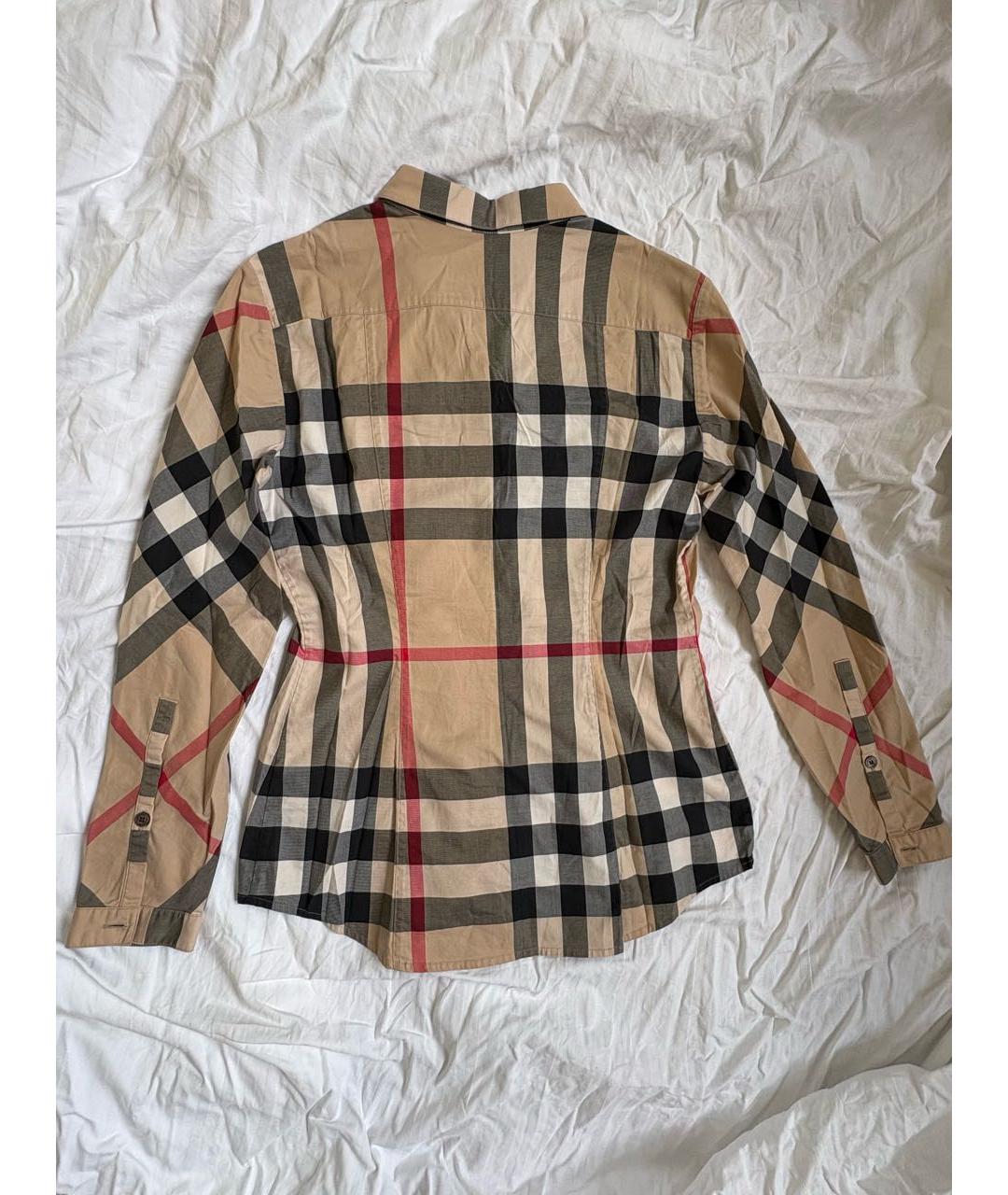 BURBERRY Бежевая хлопко-эластановая рубашка, фото 2