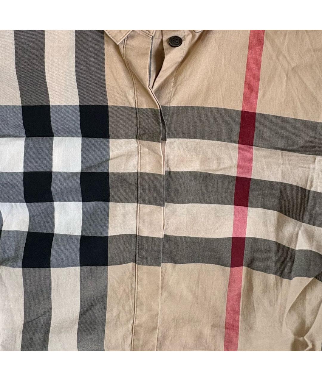 BURBERRY Бежевая хлопко-эластановая рубашка, фото 4