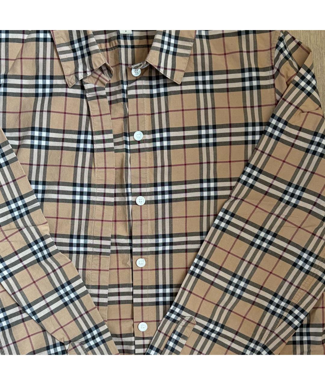 BURBERRY Коричневая хлопковая рубашка, фото 4