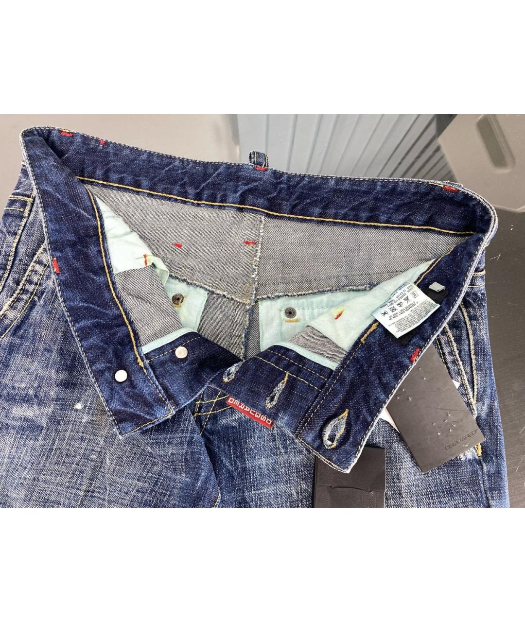 DSQUARED2 Темно-синие хлопковые прямые джинсы, фото 3