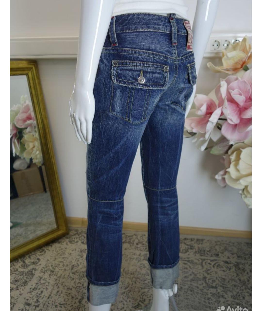 DSQUARED2 Темно-синие хлопковые прямые джинсы, фото 7