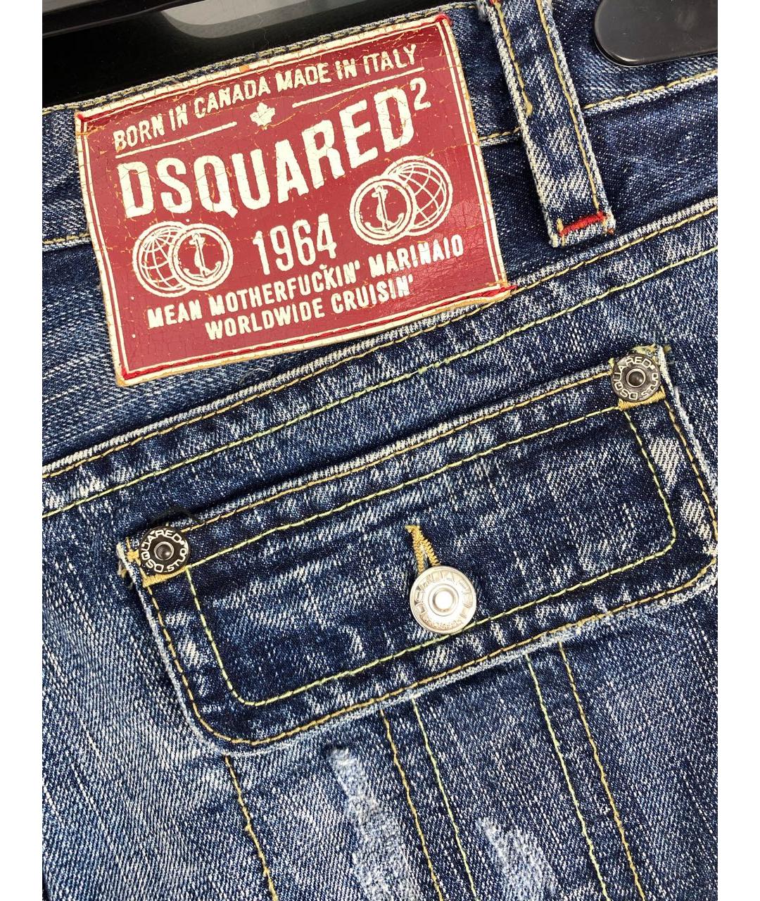 DSQUARED2 Темно-синие хлопковые прямые джинсы, фото 5